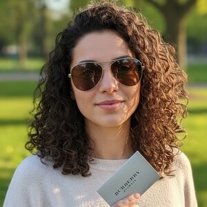 Burberry Gold and Brown Sunglasses